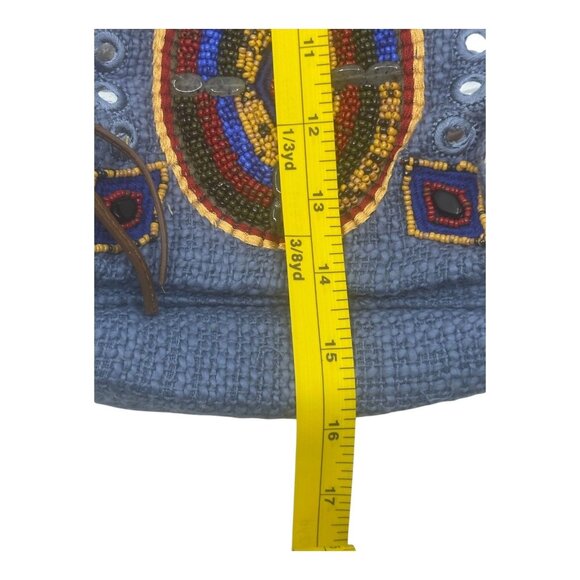 Sam Edelman Womens Denim Indie Boho Rashida Woven Beaded Backpack NWT 1/2 Price - Picture 8 of 9